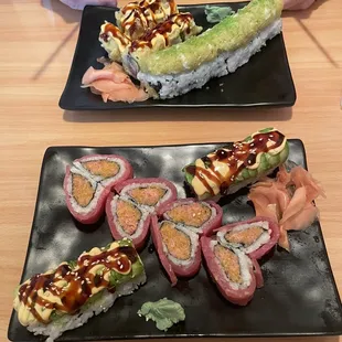 Franzi maki, Sweetheart roll, wasabi Maki and Wisconsin maki.