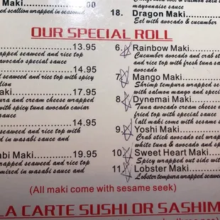menu