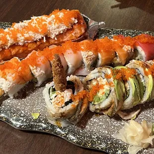 a variety of sushi on a platter