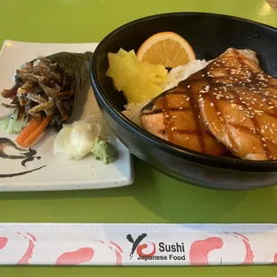 a bowl of food on a table
