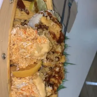 R28. Chicken Teriyaki Roll extra crab meat