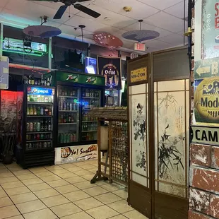 the inside of a japanese restaurant