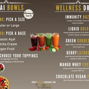 Build your own Acai and Wellness Drinks
