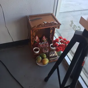 Little alter set up in the corner.