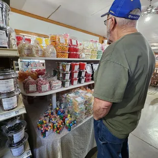 Dad inspecting the candy section