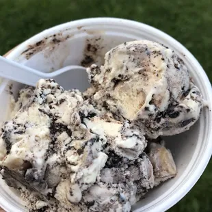 a hand holding a cup of ice cream