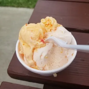 Peach and orange/pineapple