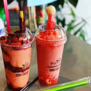 Strawberry watermelon Chamoy. Watermelon and Lychee fruit Slush