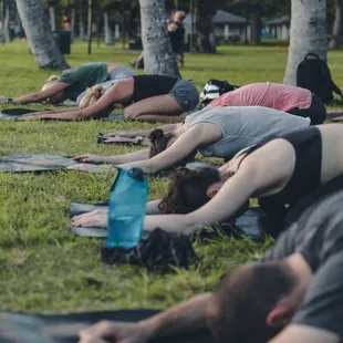 Yoga on the beach in Waikiki