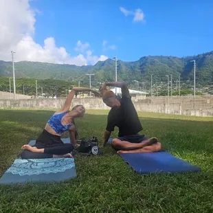 My boyfriend and I at Malia's Yoga Wellness in Paradise