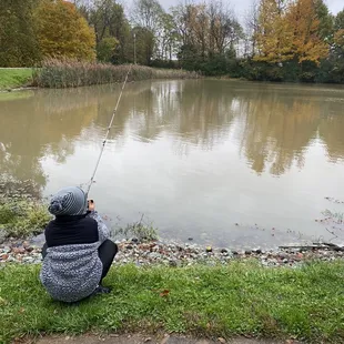 Fishing outside our cabin