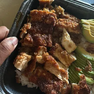 Burnt chicken in my Chicken Katsu Bowl