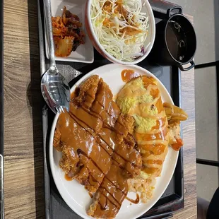 Pork Tonkatsu and Omurice