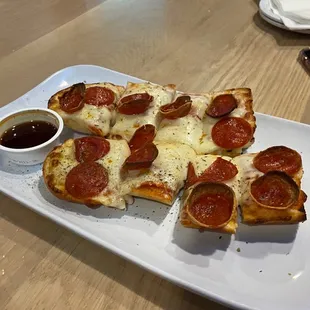 Pepperoni and hot honey French bread pizza