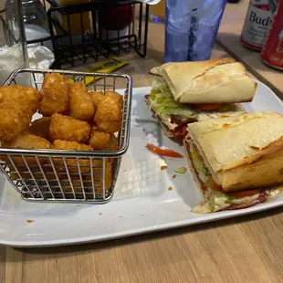 Hot Sicilian and tots