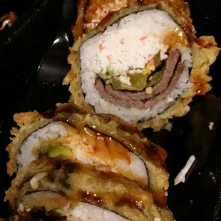 Carne asada sushi rolls