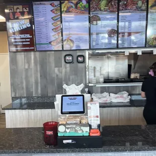 the counter and menus