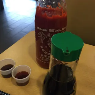 They have spicy and traditional teriyaki. Self serve. Both soy sauce choices which I chose low sodium.