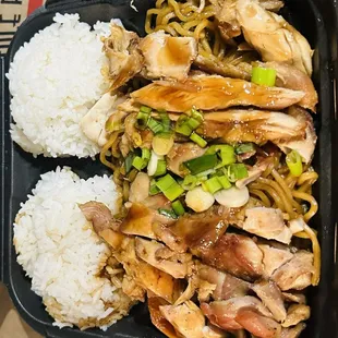 Chicken Yakisoba with rice