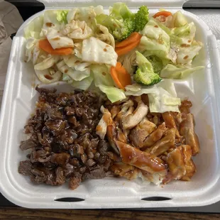 Large Beef &amp; Chicken Teriyaki w/ Veggies!