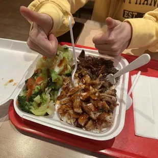 Beef and chicken teriyaki