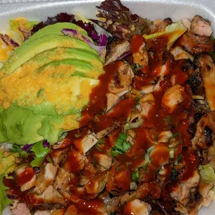 Teriyaki chicken salad with extra chicken