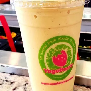 a smoothie in a plastic cup