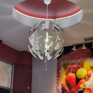 a bowl of fruit in a restaurant