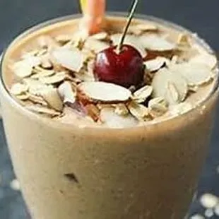 Fudge Monkey with almonds decorating the top and a cherry on top!