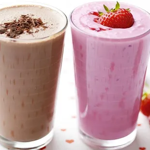 two glasses of milkshakes
