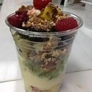 Frozen yogurt, in this case, 99% toppings and condiments, 1% frozen yogurt