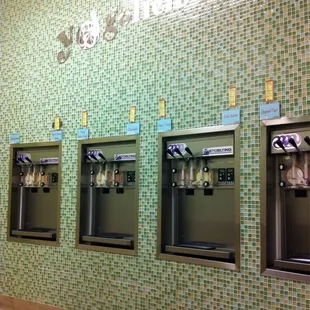 a row of ice cream machines