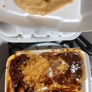 Pollo con mole plate with handmade tortillas