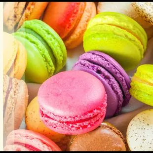 a variety of macarons