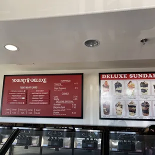 menu and prices on the wall