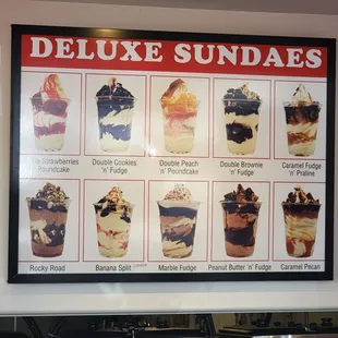 Menu with Deluxe Sundaes. You can substitute froyo with other daily flavors if preferred (4/13/22)