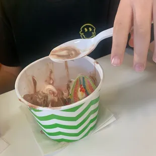 Our grandson's Neopolitan mix with the rainbow ribbon.