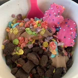 Brownie pieces, fruity pebbles, animal cookies!