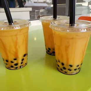 Mango boba milk tea