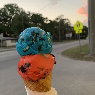 Cookie Monster (top) and Spider-Man (bottom)