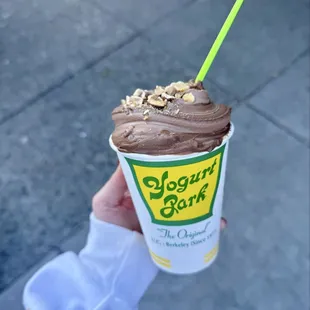 Small chocolate and thin mint swirl with chopped almonds