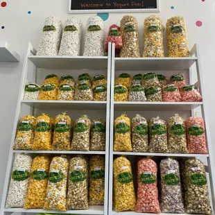 We sell popcorn too. We get it from our friends at "The Popcorn Store"