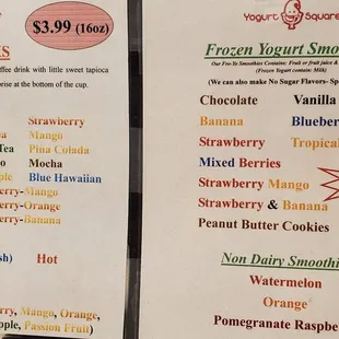 a menu for a restaurant