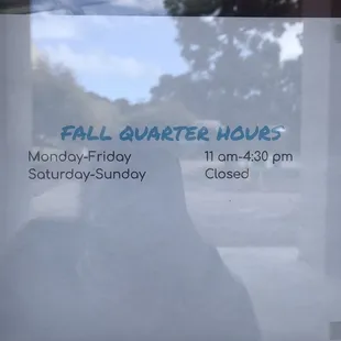 Fall Quarter 2020-2021 Hours