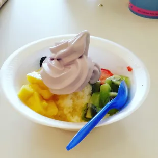 Shaved ice; loved being able to pick the fruit I wanted and add the condensed milk. Also the taro frozen yogurt was great!