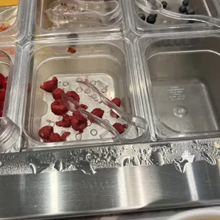 Almost every topping container looked like this and it was barely 1pm