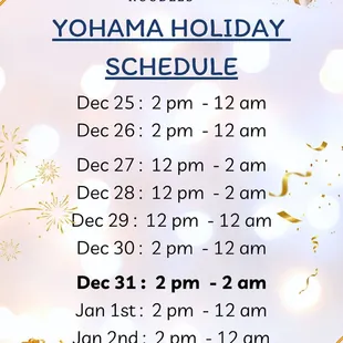 Holiday hours