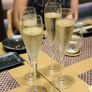 Complimentary champagne to celebrate two birthdays and a 25th reunion