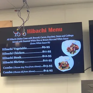 Hibachi menu