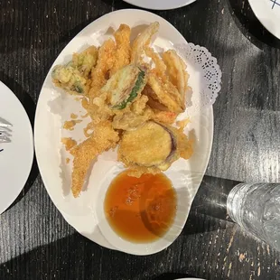 a plate of deep fried tempura